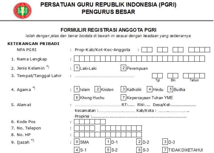 Pendaftaran PGRI Nias - Persatuan Guru Republik Indonesia Cabang Nias